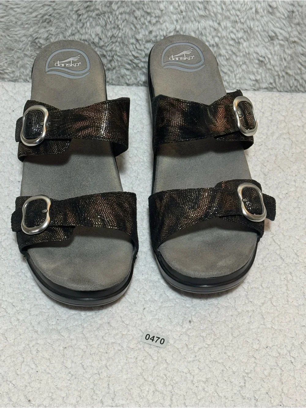 Dansko Sophie Metallic Python Leather Slide Wedge Sandals Size EU 41